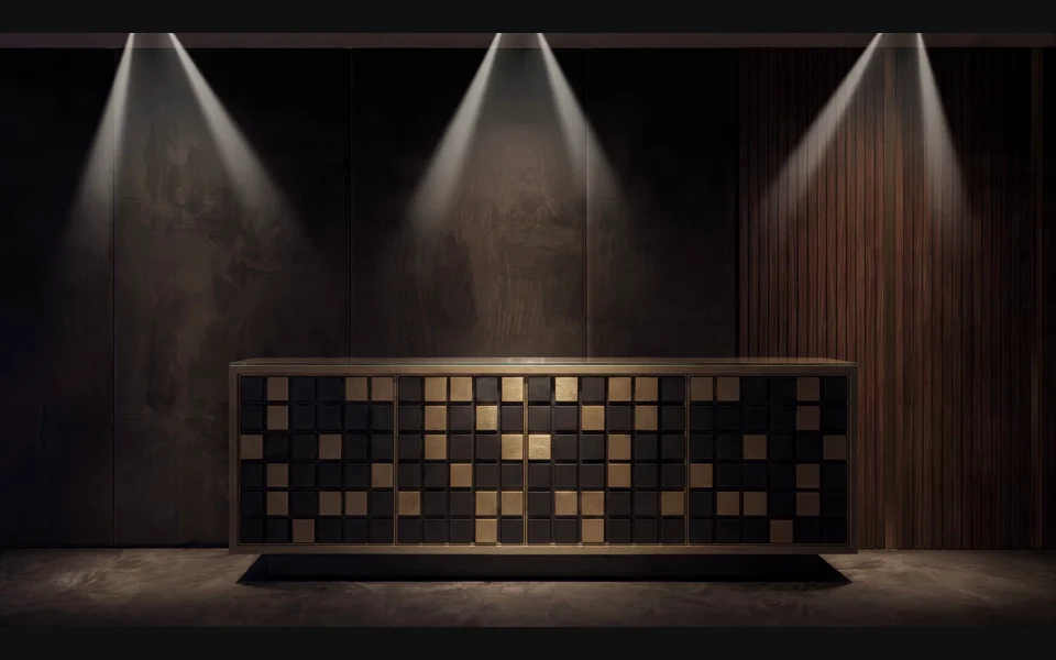 A cinematic presentation of the Wharflight sideboard, connecting architecture, atmosphere and the details that make a sculptural object worth looking at.